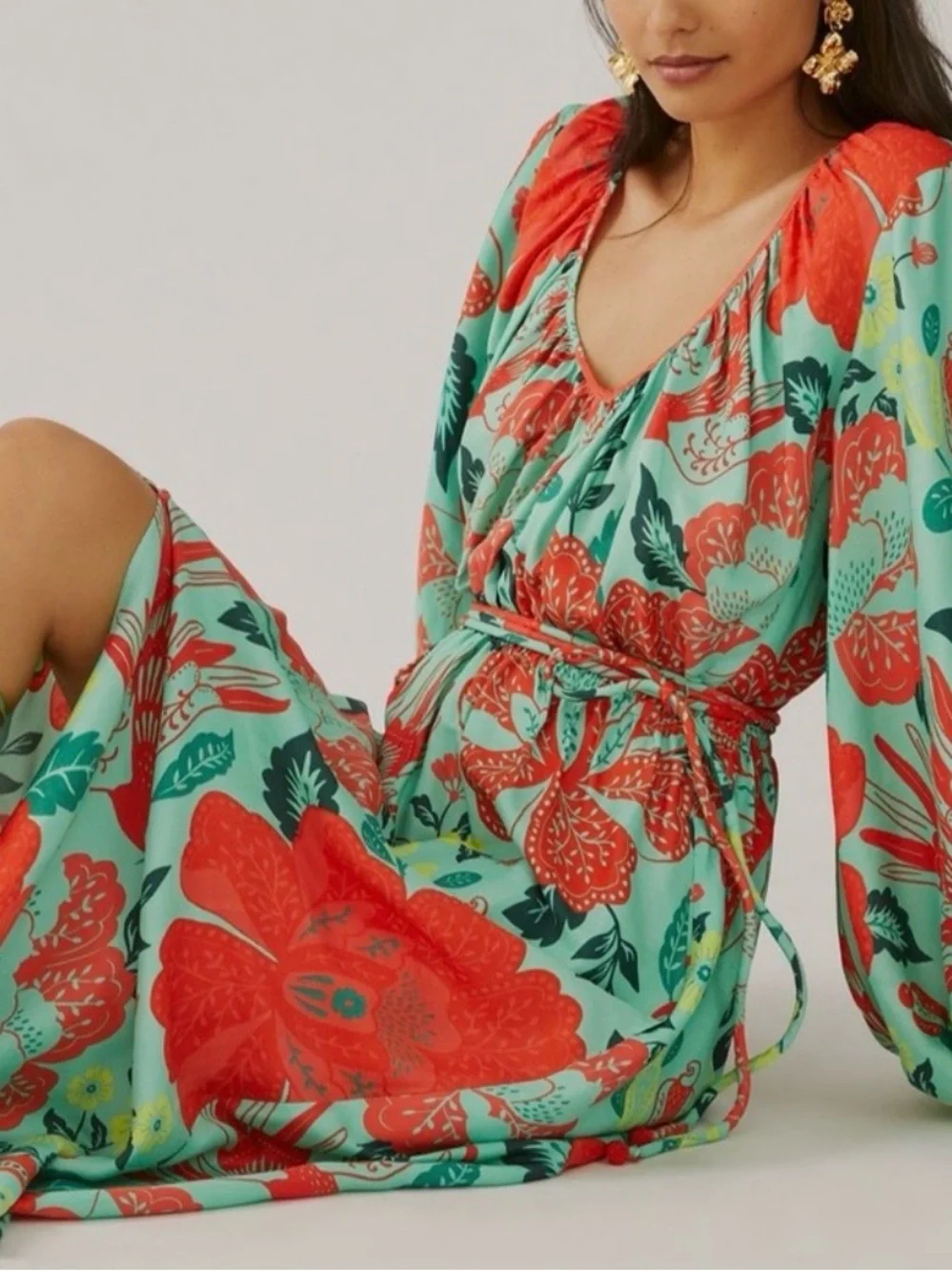 FARM Rio poppy print Maxi Dress NWT - Picture 4 of 14